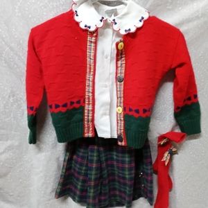 Vintage girls skirt sweater outfit